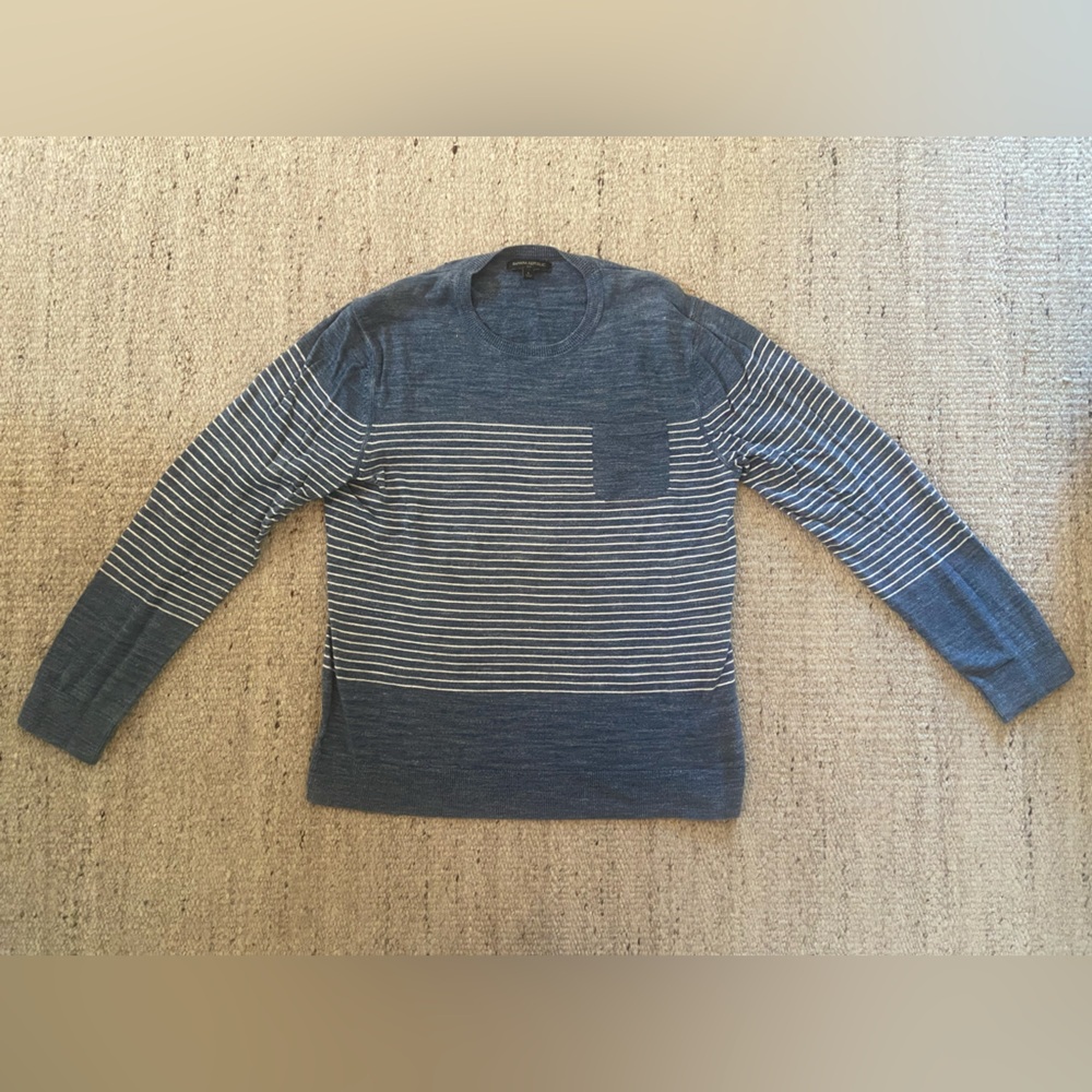 Banana Republic blue and white striped crew neck pullover cardigan sz M